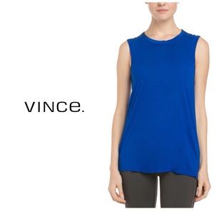 Vince “ silk contrast “ muscle tee - cobalt blue